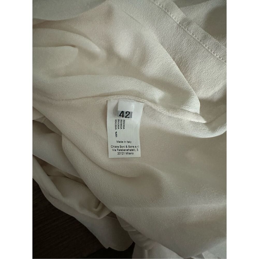 NWT Chiara Boni Sleeveless Tie Neck Button Down Tunic Top Off White Size 42 (6) - Picture 8 of 8